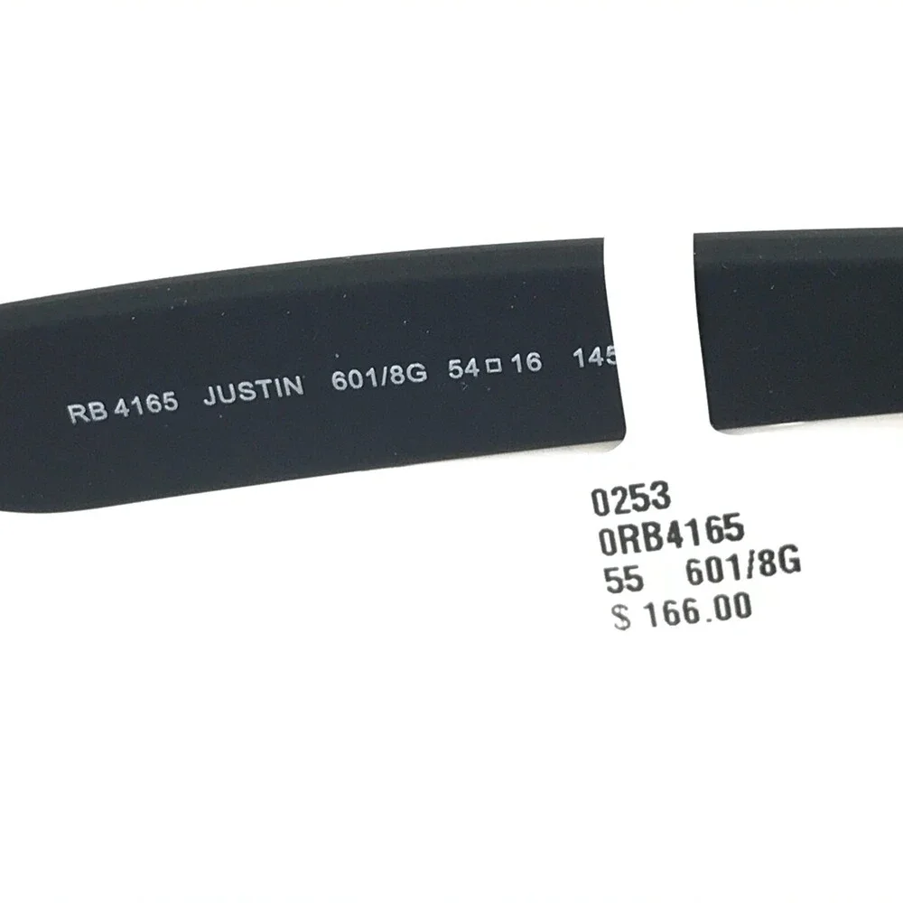 Ray-Ban Sunglasses RB4165 JUSTIN 601/8G Rubberized Black w/ Gray Gradient Lenses